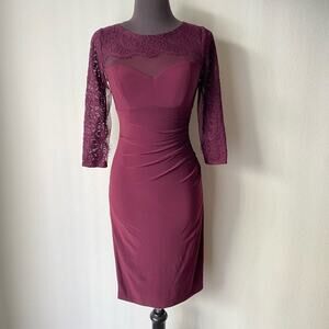 INC sz 0 bodycon sheer lace sheath knee length‎ dress